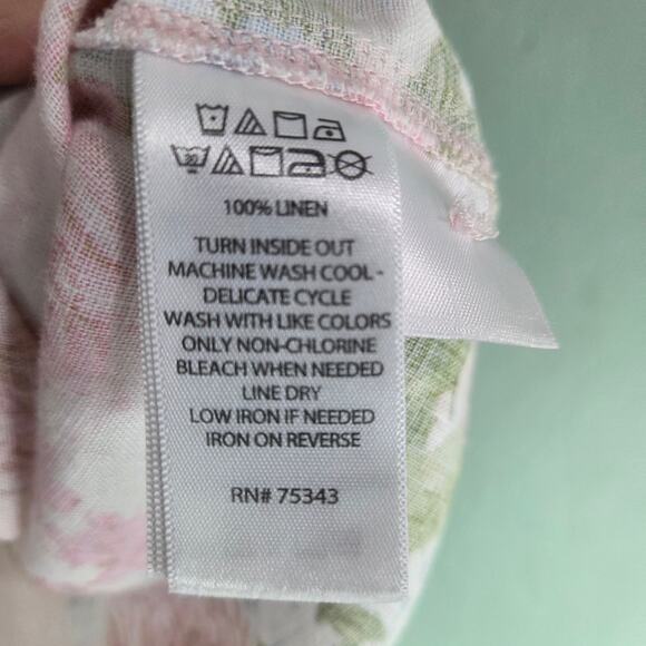 C&C California Womens Pink Floral Linen Button Up V-Neck Top Size Medium - Picture 5 of 5